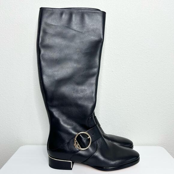 TORY BURCH Sofia Black Leather Riding Boot Knee-High Extended Width Size 6.5 NEW - Picture 2 of 9